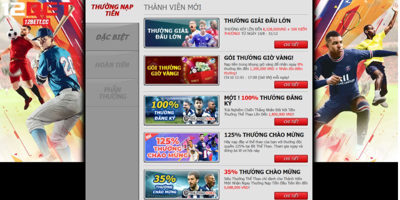 Các sự kiện khuyến mãi 12BET hấp dẫn