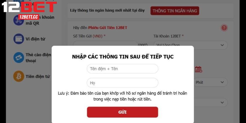 Bạn cần dùng tài khoản xác minh để bắt đầu giao dịch nạp tiền 12BET